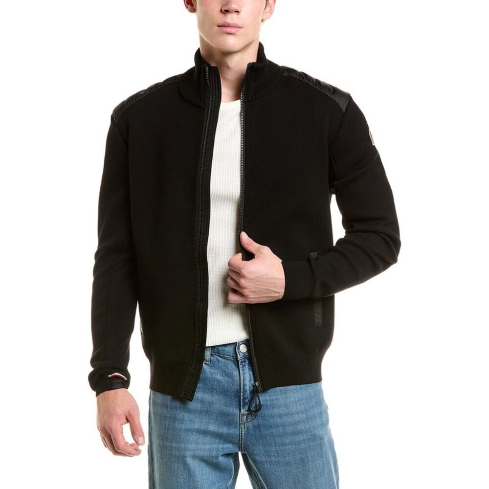 Moncler Mens  Wool-Blend Cardigan, Black